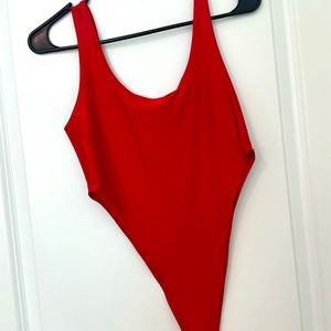 Red high cut bodysuit (M)